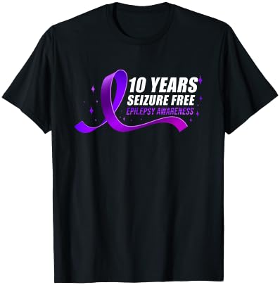 Epilepsy Awareness Ribbon 10 Years Seizure Free T-Shirt - T-Shirt | Black