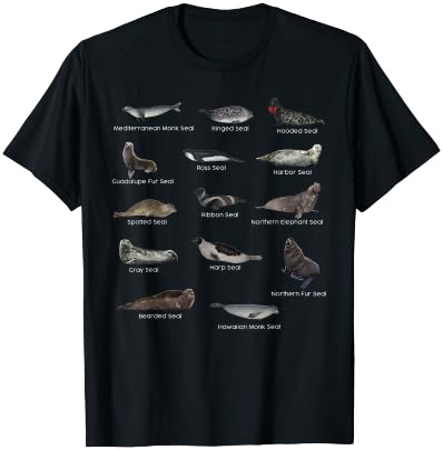 Types of Seals Eared Seals True Earless Seals Seal Lovers T-Shirt - T-Shirt | Black