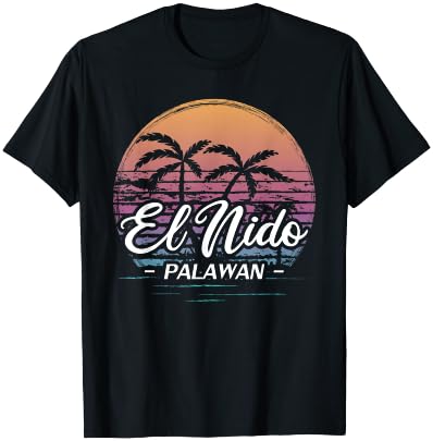 Vintage Philippines Vacation Travel Asia El Nido Palawan T-Shirt - T-Shirt | Black