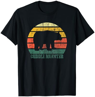 Retro Cuddle Monster Bear Fun Novelty T-Shirt - T-Shirt | Black