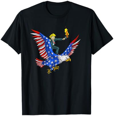 Trump On USA Eagle Cute US 4th Of July Funny American Gift Women Kids Men T-Shirt - T-Shirt | Black