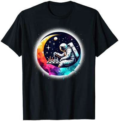 Astronaut Playing Chess in Space Boys Girls Kids T-Shirt - T-Shirt | Black